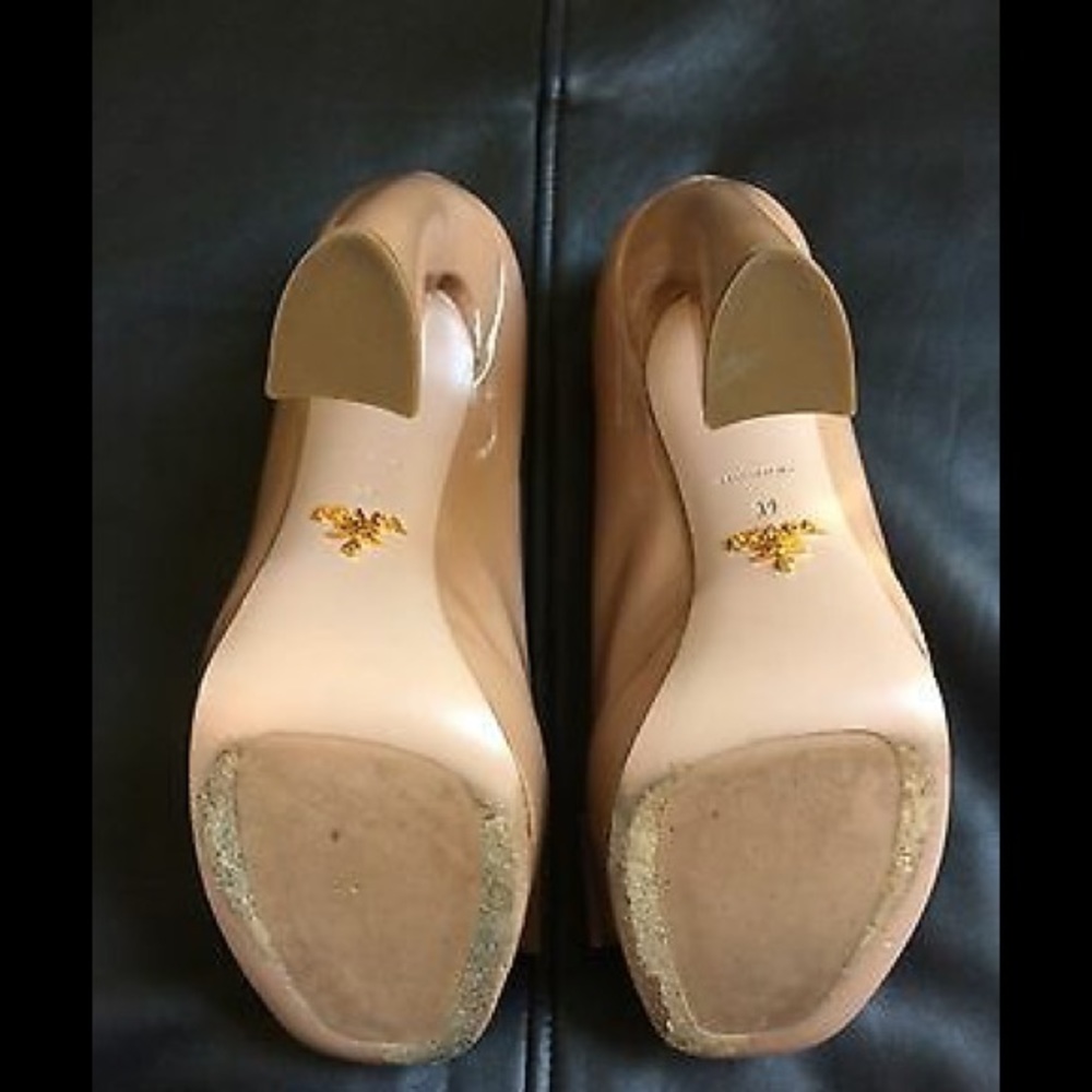 Prada Platform Pumps Heels Bows Patent Nude Box 9 - Picture 6 of 8